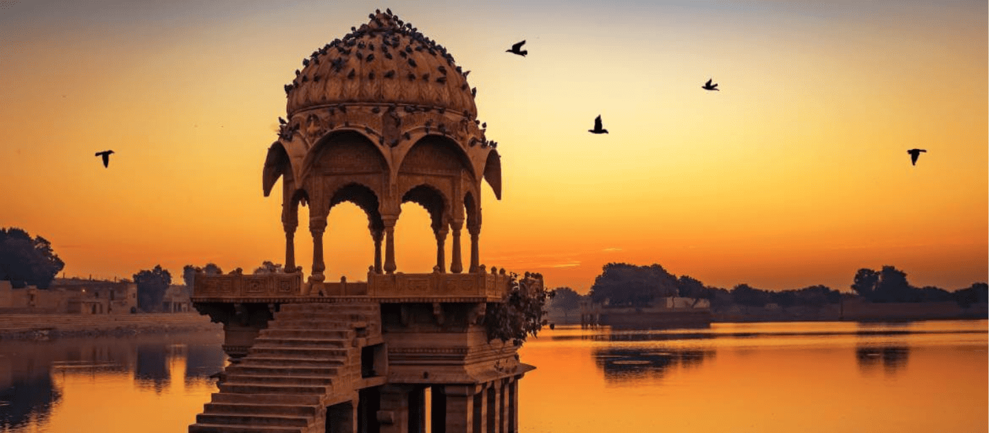 Amer Fort and Hawa Mahal view in Jaipur during winter