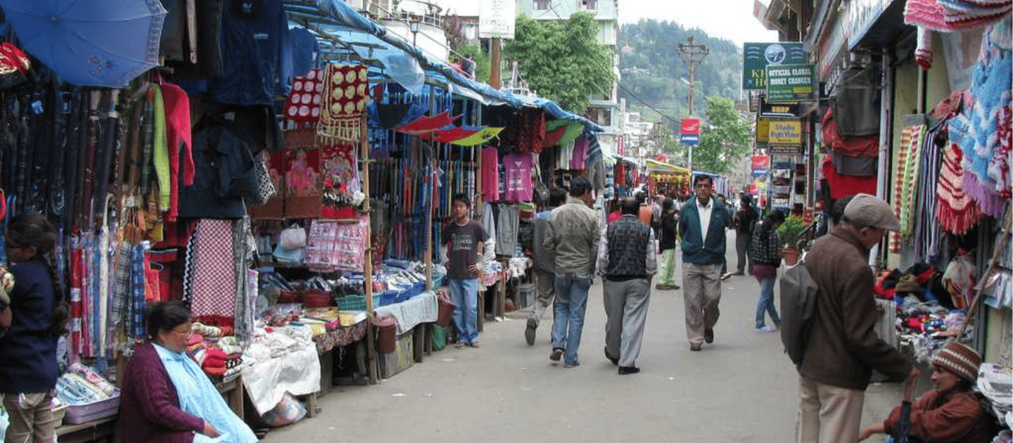 The bustling Mall Road market, an ultimate shopping destination in Darjeeling.