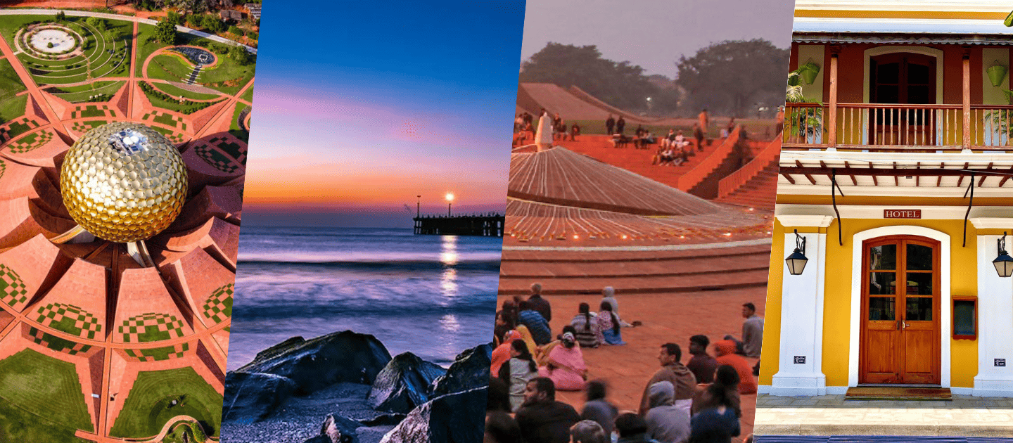 The golden Matrimandir in Auroville, a top attraction near Pondicherry.