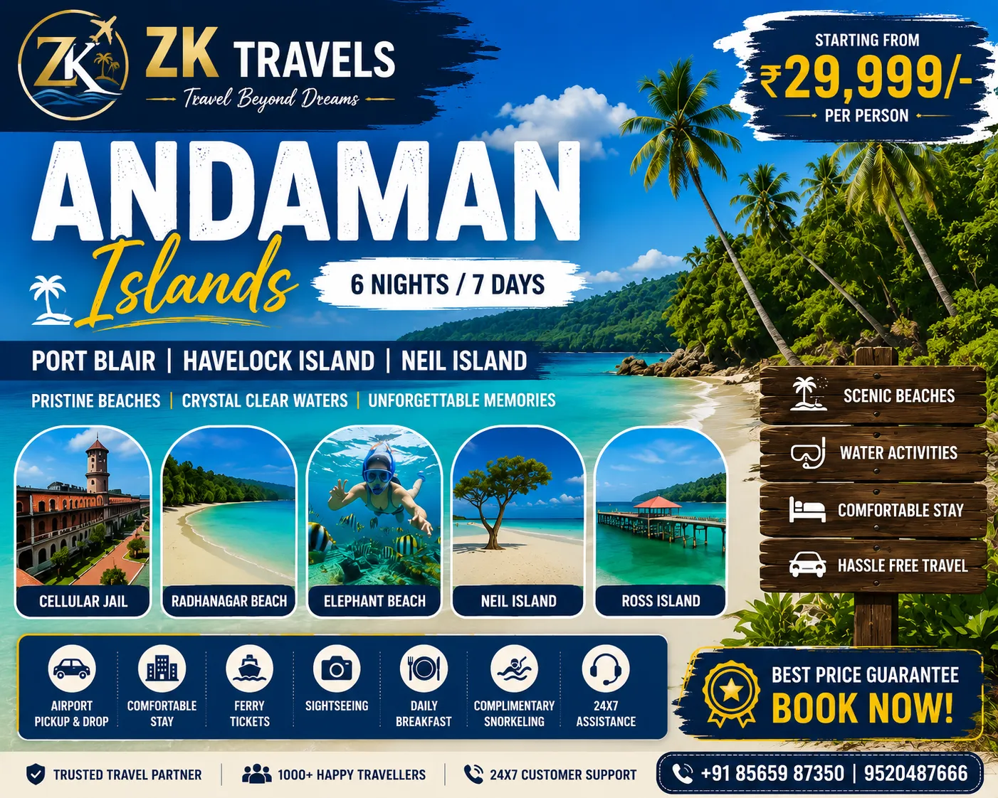 🌴 Andaman Delight Tour Package 6 Nights / 7 Days Starting From ₹29,999/- Per Person